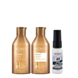 Redken All Soft Kit Shampoo 300ml Conditioner 300ml One United All in one spray 30ml