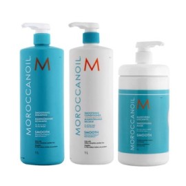 Moroccanoil Smoothing Kit Shampoo 1000ml Conditioner 1000ml Mask 1000ml - trattamento anticrespo