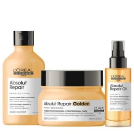 L'Oréal Professionnel Serie Expert Absolut Repair Kit Shampoo 300ml Golden Mask 250ml Olio 10in1 90ml